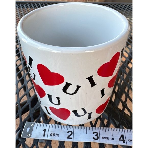 I Love U Hearts Theme Ceramic Coffee Mug Cup w/Handle 4" Tall - Picture 9 of 10